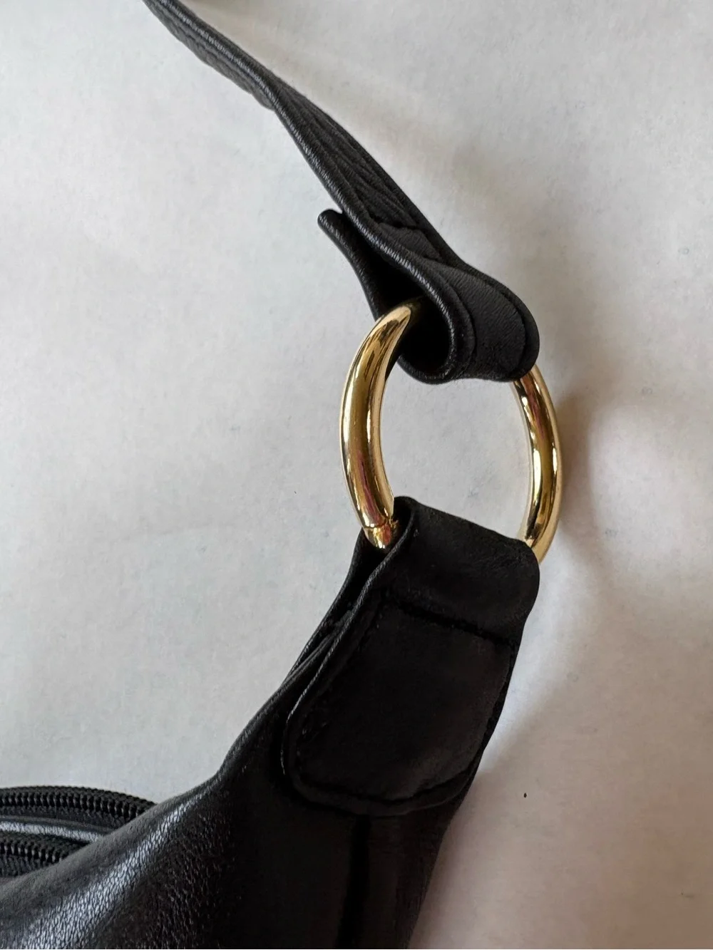 Tignanello - Black Leather Hobo with Gold Hardware